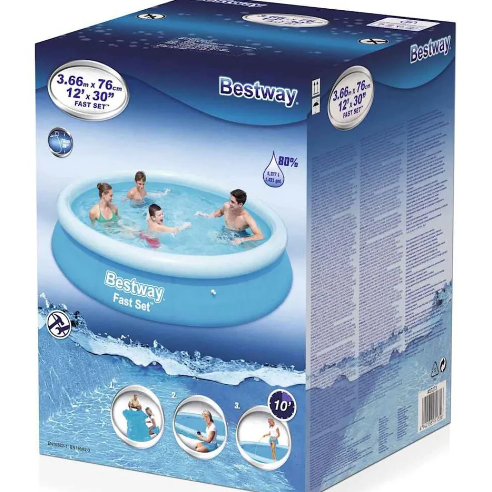 Zwembaden & Spa'S*vidaXL Bestway Fast Set Zwembad opblaasbaar rond 366x76 cm 57273