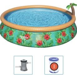 Zwembaden & Spa'S*vidaXL Bestway Fast Set Zwembadset Paradise Palms opblaasbaar 457x84 cm