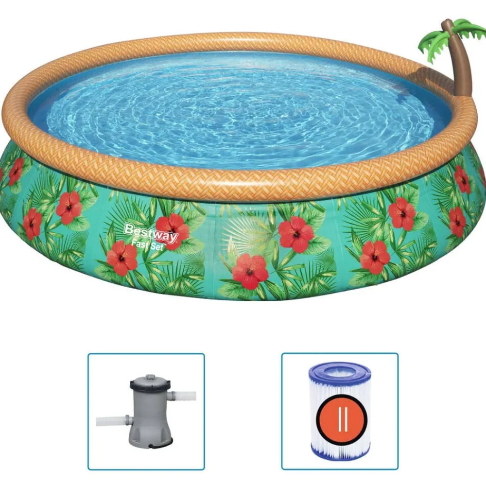 Zwembaden & Spa'S*vidaXL Bestway Fast Set Zwembadset Paradise Palms opblaasbaar 457x84 cm