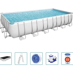 Zwembaden & Spa'S*vidaXL Bestway Power Steel Zwembadset rechthoekig 732x366x132 cm