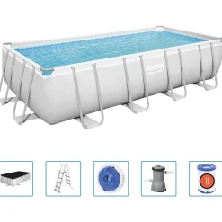 Zwembaden & Spa'S*vidaXL Bestway Power Steel Zwembadset rechthoekig 488x244x122 cm