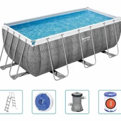 Bestway Power Steel Zwembadset rechthoekig 412x201x122 cm>vidaXL Online