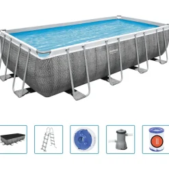 Zwembaden & Spa'S*vidaXL Bestway Power Steel Zwembadset rechthoekig 488x244x122 cm