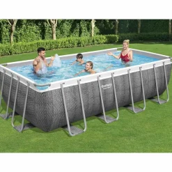 Zwembaden & Spa'S*vidaXL Bestway Power Steel Zwembadset rechthoekig 488x244x122 cm