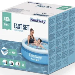 Bestway Zwembad Fast Set opblaasbaar rond 183x51 cm blauw><noscript><img width=