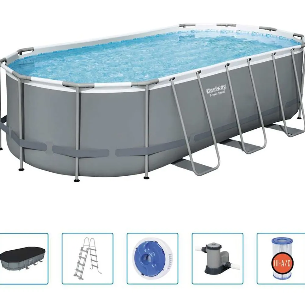 Zwembaden & Spa'S*vidaXL Bestway Zwembad Power Steel bovengronds ovaal 549x274x122 cm