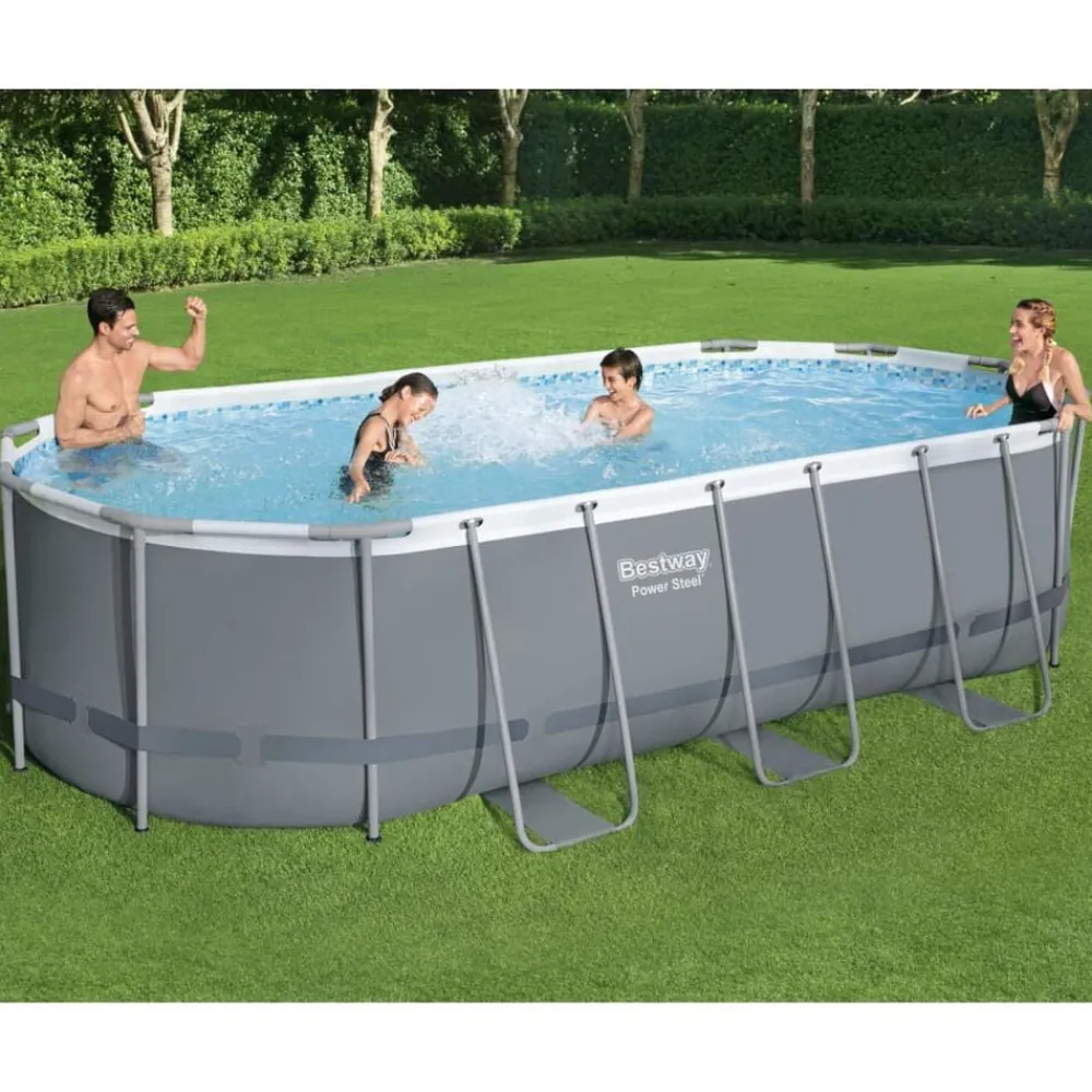 Zwembaden & Spa'S*vidaXL Bestway Zwembad Power Steel bovengronds ovaal 549x274x122 cm