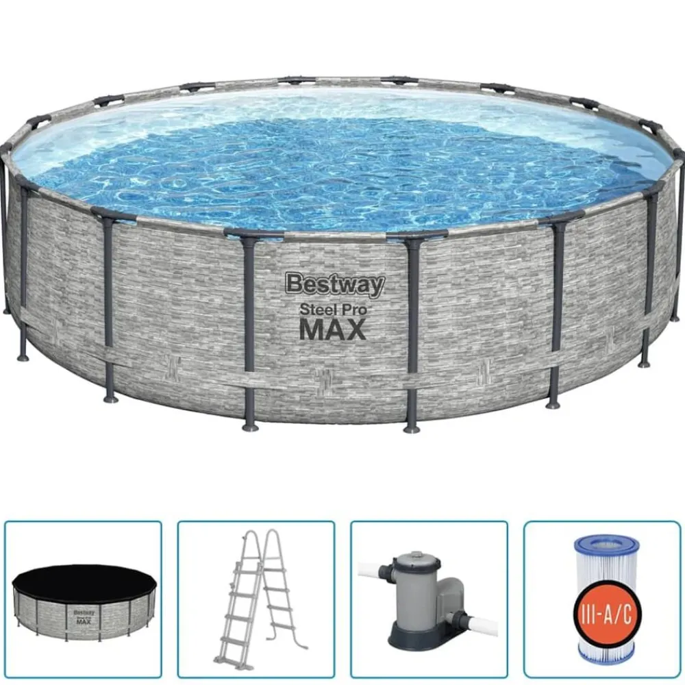 Zwembaden & Spa'S*vidaXL Bestway Zwembad Power Steel rond 488x122 cm