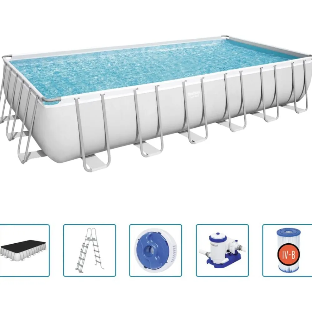 Zwembaden & Spa'S*vidaXL Bestway Zwembadset Power Steel rechthoekig 732x366x132 cm