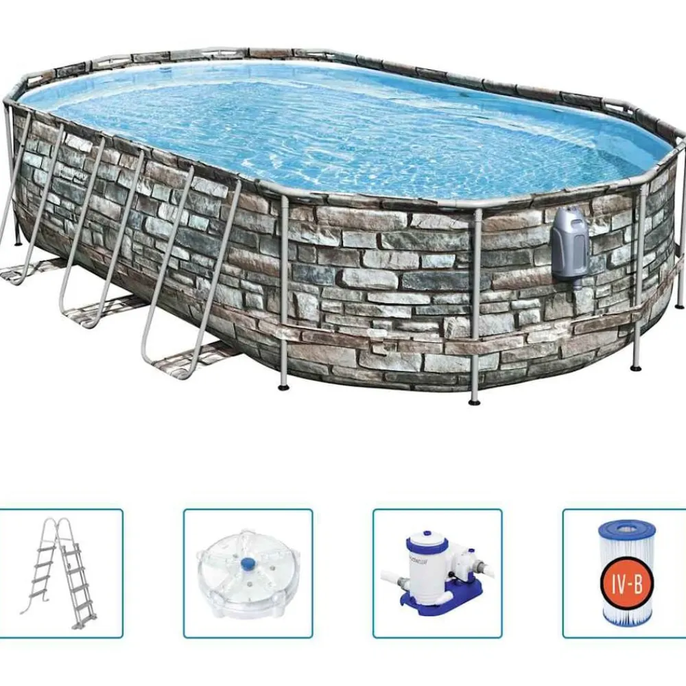 Zwembaden & Spa'S*vidaXL Bestway Zwembadset Power Steel Comfort Jet Series ovaal 610x366x122 cm