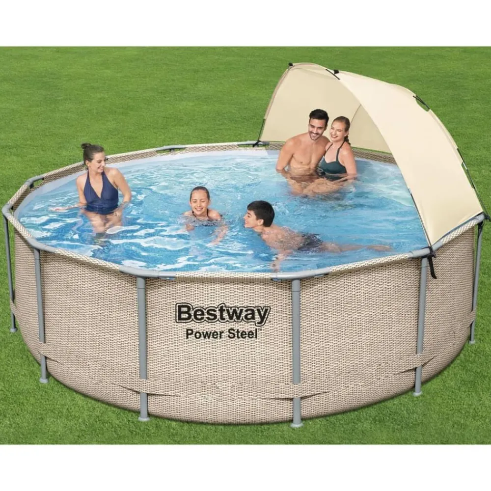Zwembaden & Spa'S*vidaXL Bestway Zwembadset Power Steel met luifel 396x107 cm