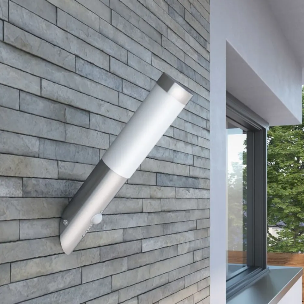 Verlichting*vidaXL Buitenlamp RVS Enego met sensor
