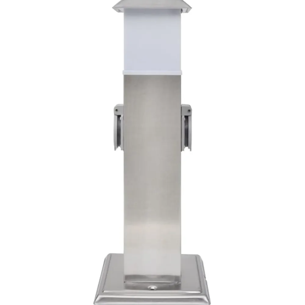 Buitenstopcontact op zuil met lamp (roestvrij staal)>vidaXL Clearance