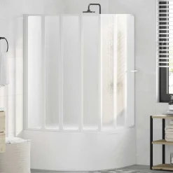 Sanitair & Loodgietersbenodigdheden*vidaXL Douche en badscherm 140 x 168 cm 7 panelen met handdoekrek