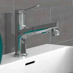 Sanitair & Loodgietersbenodigdheden*vidaXL EISL Wastafelmengkraan VARIABILE met uittrekfunctie chroomkleurig