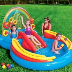 Zwembaden & Spa'S*vidaXL Intex Opblaaszwembad Rainbow Ring Play Center 297x193x135 cm 57453NP