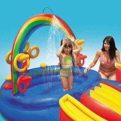 Zwembaden & Spa'S*vidaXL Intex Opblaaszwembad Rainbow Ring Play Center 297x193x135 cm 57453NP