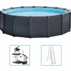 Zwembaden & Spa'S*vidaXL INTEX Zwembadset Graphite Gray Panel bovengronds 478x124 cm