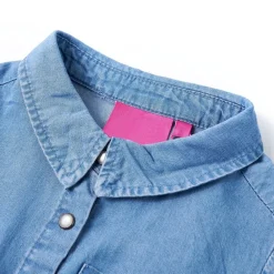 Kleding & Accessoires*vidaXL Kinderjurk met lange mouwen 104 marineblauw en denimblauw