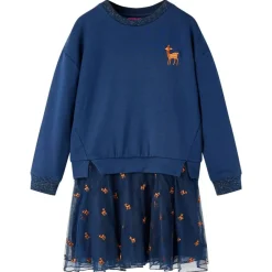 Kinderjurk met lange mouwen 92 marineblauw>vidaXL Clearance