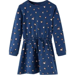 Kinderjurk met lange mouwen 104 marineblauw>vidaXL Online