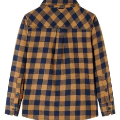 Kinderoverhemd geruit 92 cognackleurig en blauw>vidaXL Clearance