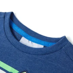 Kindershirt 128 gemêleerd donkerblauw><noscript><img width=