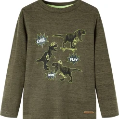 Kleding & Accessoires*vidaXL Kindershirt met lange mouwen 92 gemêleerd kleurig Kaki