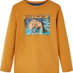 Kindershirt met lange mouwen 104 donkerokerkleurig>vidaXL Online
