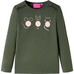 Kleding & Accessoires*vidaXL Kindershirt met lange mouwen 104 kleurig Kaki