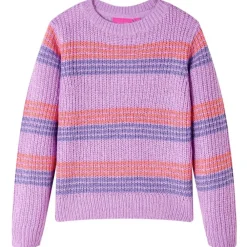 Kindertrui gebreid met strepen 92 lila en roze>vidaXL Discount