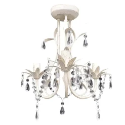 Verlichting*vidaXL Kristallen kroonluchter met wit elegant design (3 lampen)