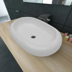 Sanitair & Loodgietersbenodigdheden*vidaXL Luxe keramische wasbak ovaal 63 x 42 cm Wit