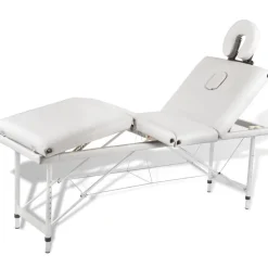 Uiterlijk & Gezondheid*vidaXL Massagetafel inklapbaar met aluminium frame (vier delen / crèmewit) Cr&egrave;mewit