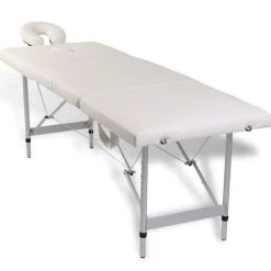 Uiterlijk & Gezondheid*vidaXL Massagetafel inklapbaar met aluminium frame (vier delen / crèmewit) Cr&egrave;mewit