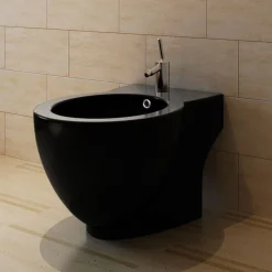 Sanitair & Loodgietersbenodigdheden*vidaXL Ronde staande keramieken bidet (zwart)