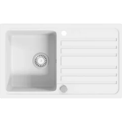 Sanitair & Loodgietersbenodigdheden*vidaXL Spoelbak graniet enkele bak met afvoer omkeerbaar Wit