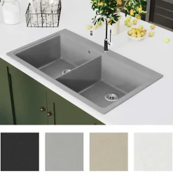 Spoelbak opbouw graniet dubbele bak><noscript><img width=