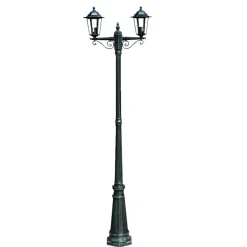 Verlichting*vidaXL Tuinlantaarn Preston 2-arms 215 cm donkergroen