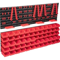136 -delige Opslagbakkenset met wandpanelen rood en zwart>vidaXL Online