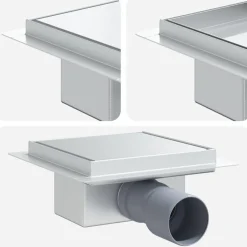 Sanitair & Loodgietersbenodigdheden*vidaXL 2 in 1 Doucheafvoer Zilver 15 x 15 cm Roestvrij staal 304