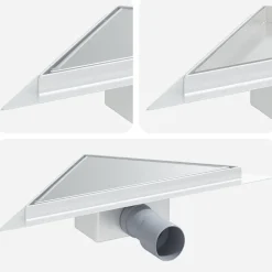 2 in 1 Driehoek Doucheafvoer Zilver 32 x 32 x 7,5 cm>vidaXL Outlet