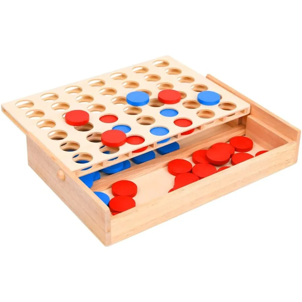 Spellen*vidaXL 4 op een rij 24x15x4 cm massief hout