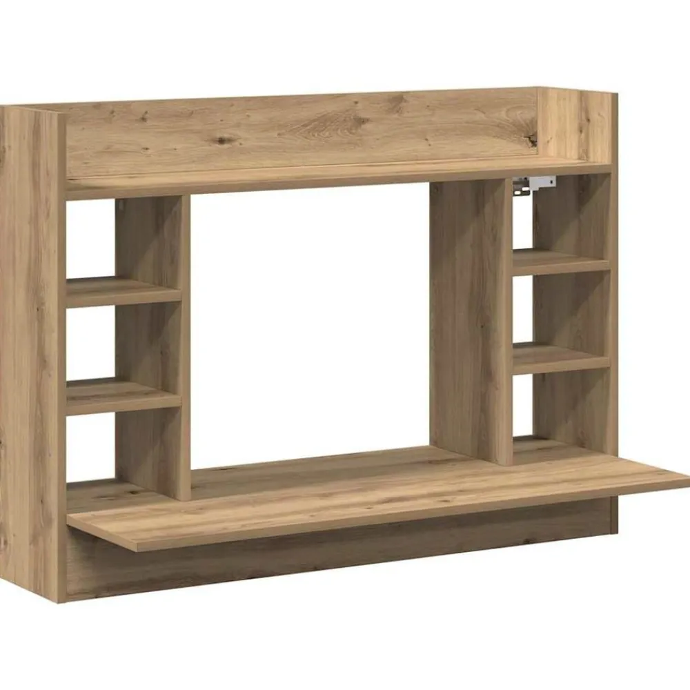 Kantoormeubelen*vidaXL Aan de muur bevestigd bureau met plank artisanaal eikenkleurig Zwart eiken