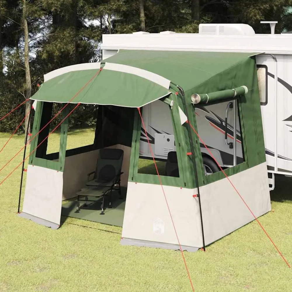 Buitensport*vidaXL Achterkleptent voor Caravan met dak 352 x 250 x 240 cm Groen