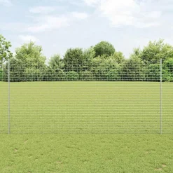 Tuinafscheidingen*vidaXL Afrasteringspaal 11 pcs Zilver 150 cm Staal Ge galvaniseerd staal/zwart