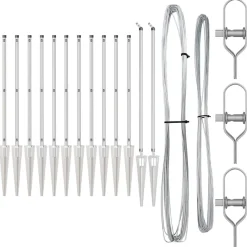 Afrasteringspaal 13 pcs Zilver Staal>vidaXL Online