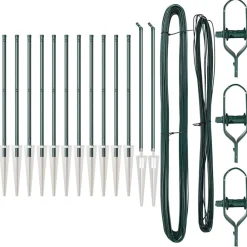 Tuinafscheidingen*vidaXL Afrasteringspaal 13 pcs Staal Groen