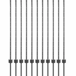 Tuinafscheidingen*vidaXL Afrasteringspaal 11 pcs Grijs 120 cm Staal Staal/grijs
