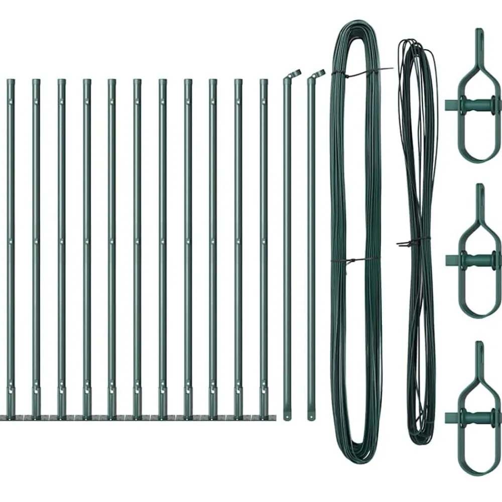 Tuinafscheidingen*vidaXL Afrasteringspaal 13 pcs Staal Groen